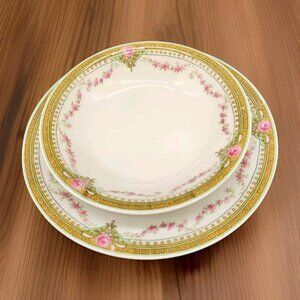 Vintage Theodore Haviland Limoges France Porcelain 6" Bread Dish & 5" Berry Bowl